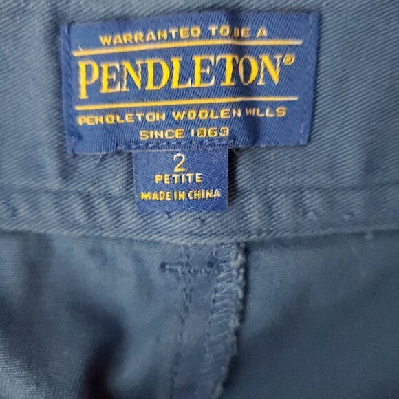 Pendleton Vintage Blue High Waist Flat Front Cotton Pants - Picture 2 of 7